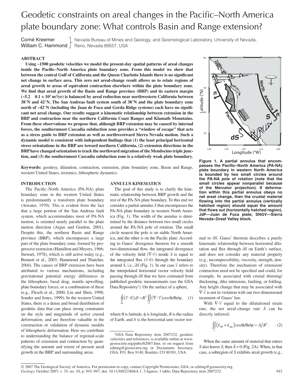 Geodetic Constraints on Areal Changes in the Pacific–North America Plate