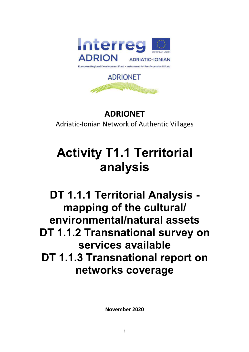 Activity T1.1 Territorial Analysis