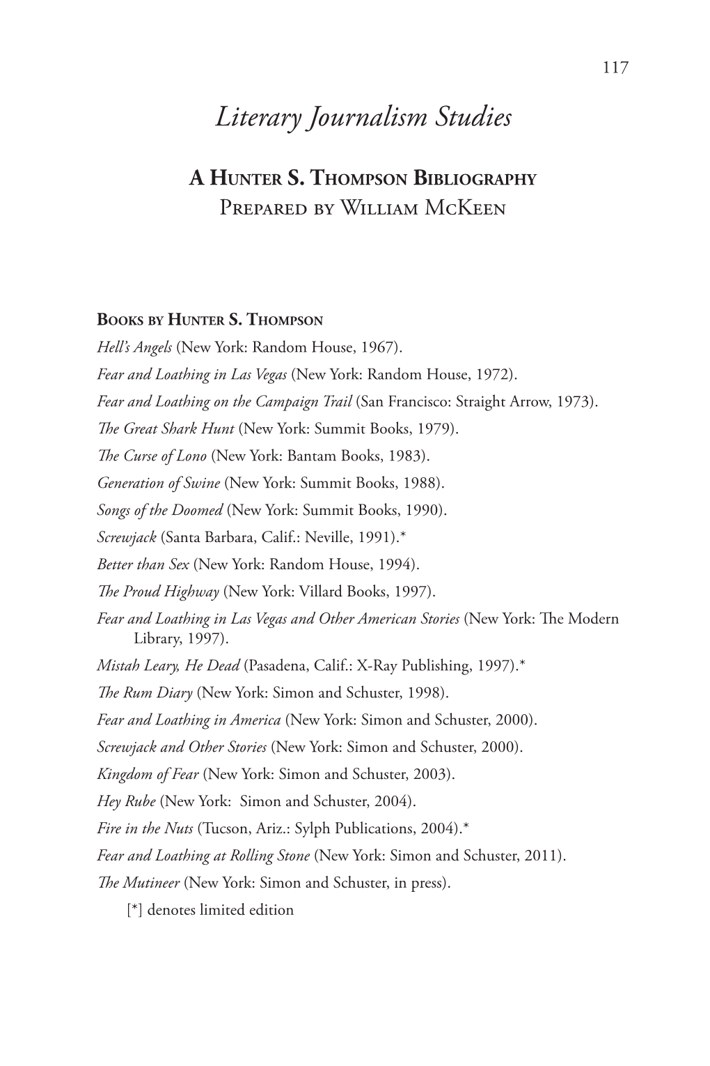 A Hunter S. Thompson Bibliography