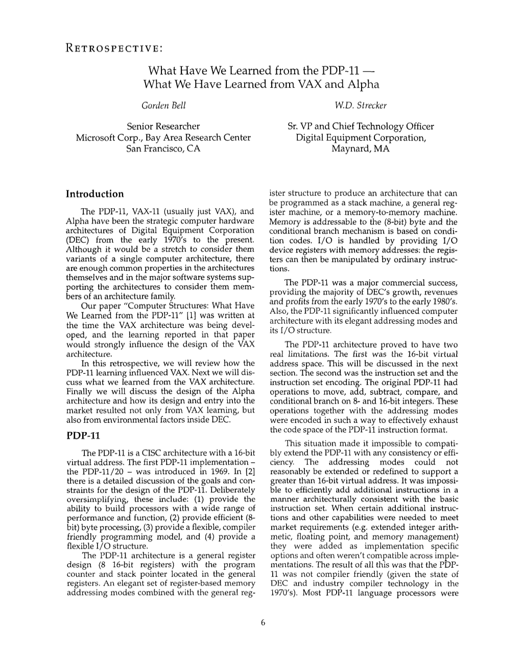 Retrospective on the PDP-11