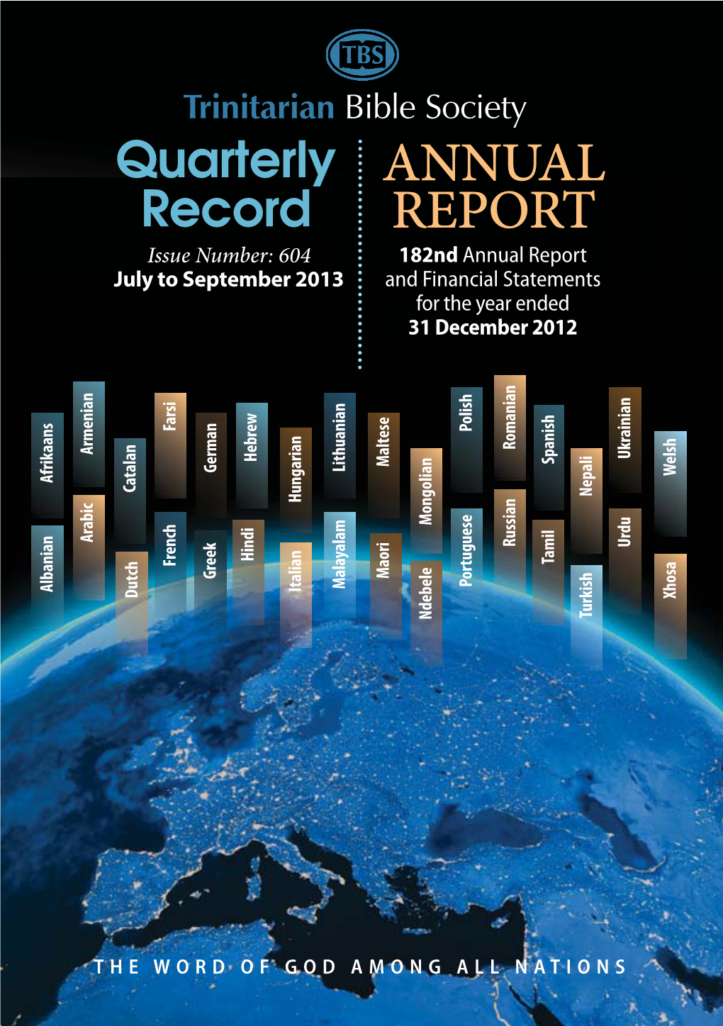 Quarterly Record (Issue 604) and 182Nd Annual Report