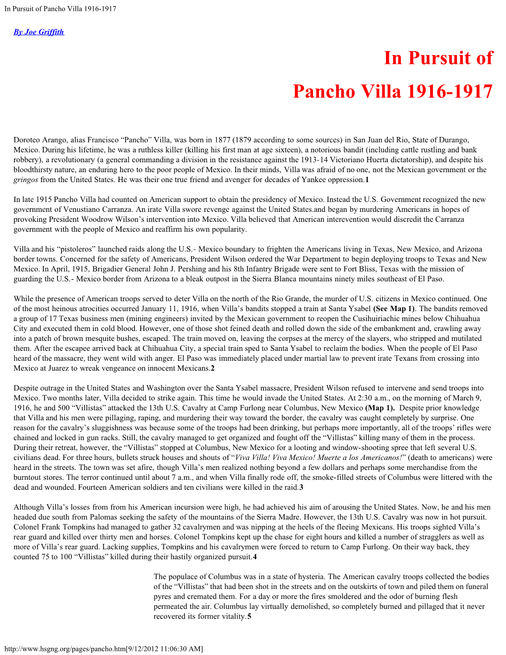In Pursuit of Pancho Villa 1916-1917
