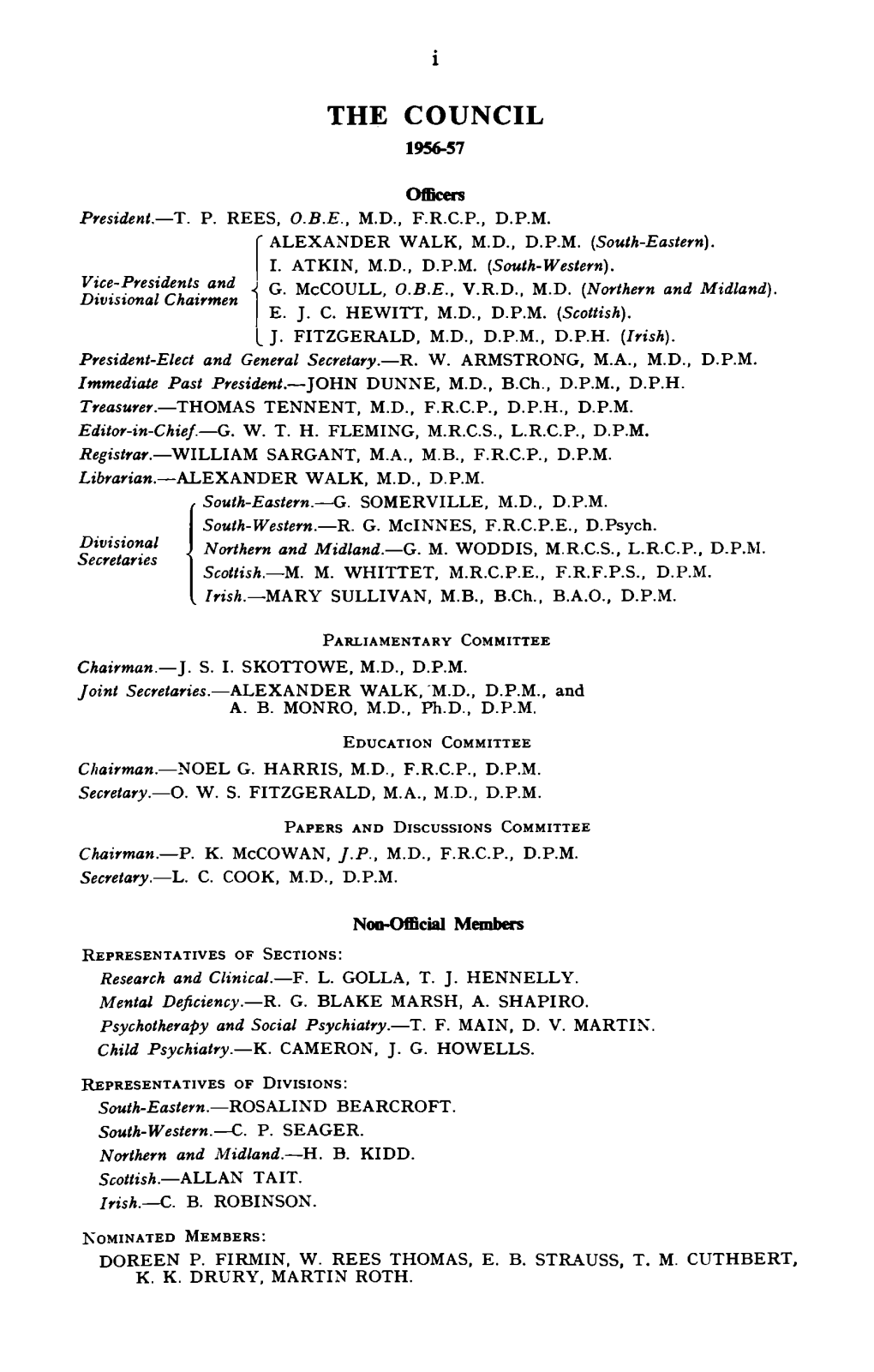 THE COUNCIL 1956-57 Officers President.- T