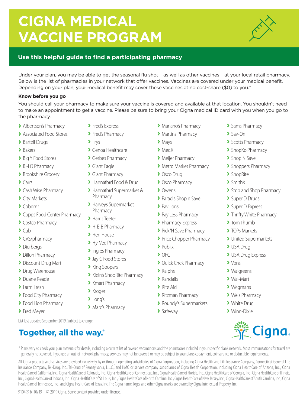 Cigna Medical Vaccine Program