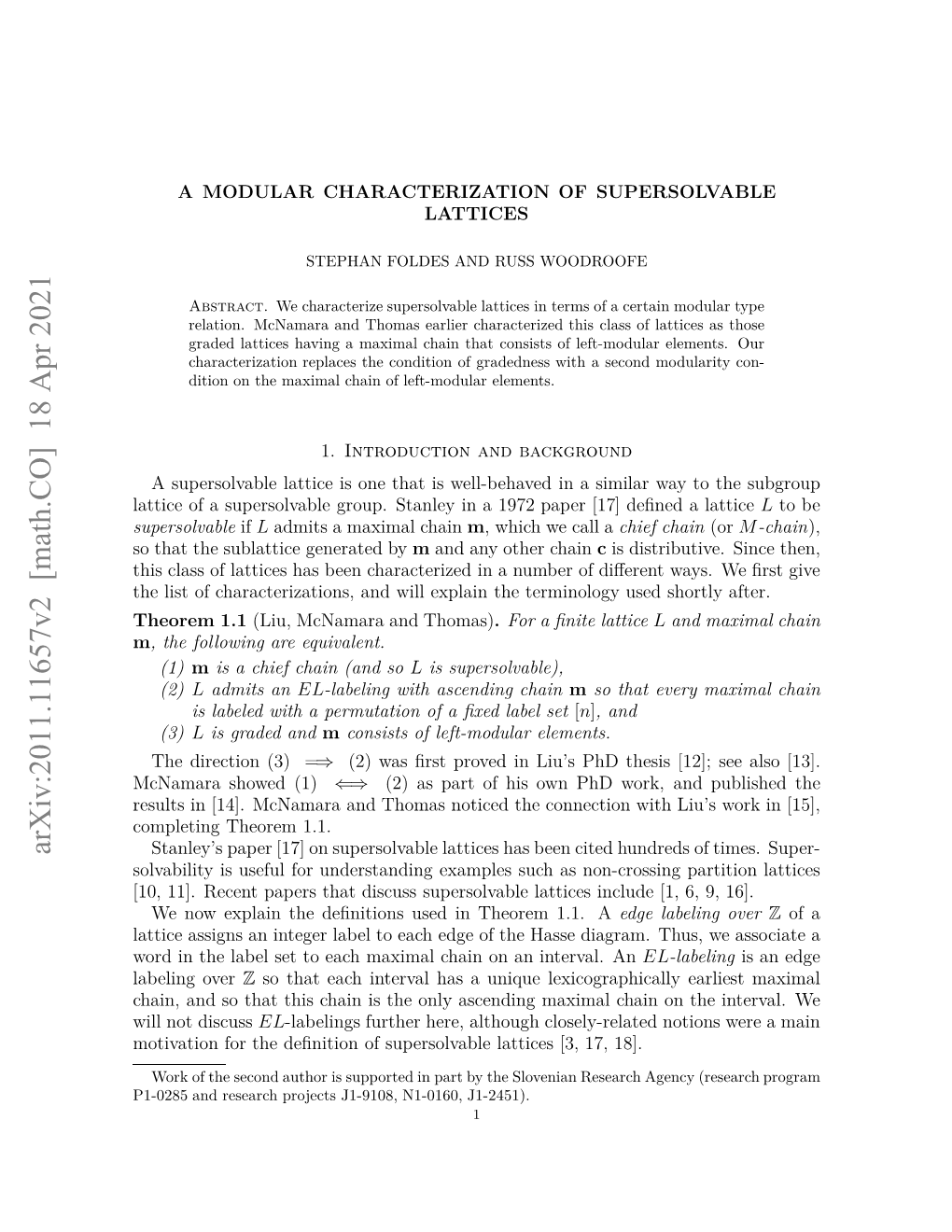 A Modular Characterization of Supersolvable Lattices 2