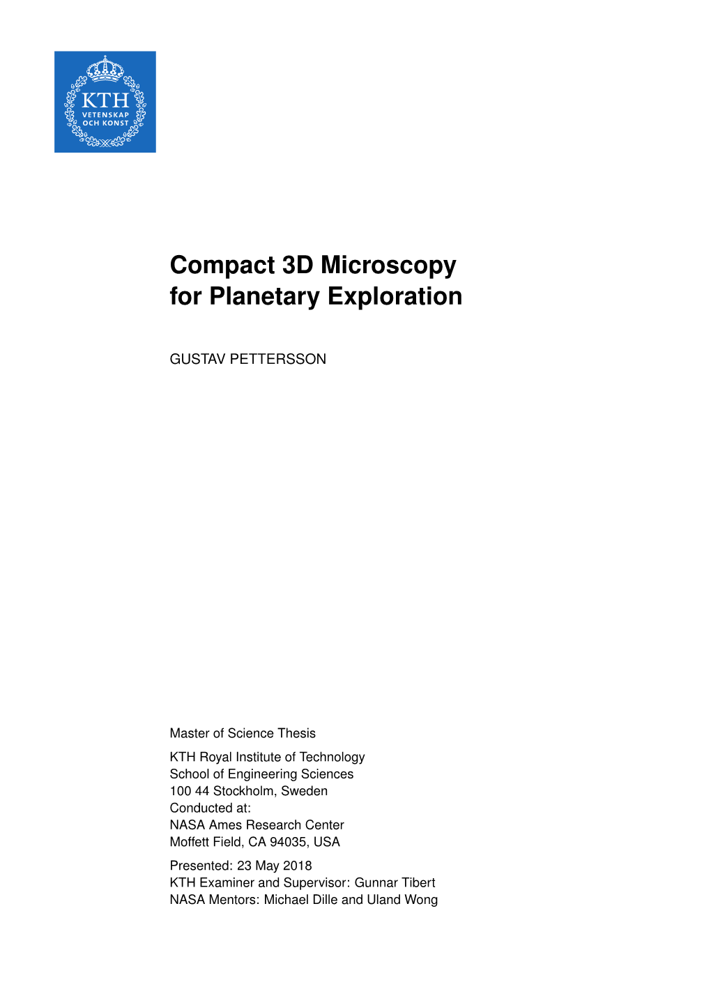 Compact 3D Microscopy for Planetary Exploration