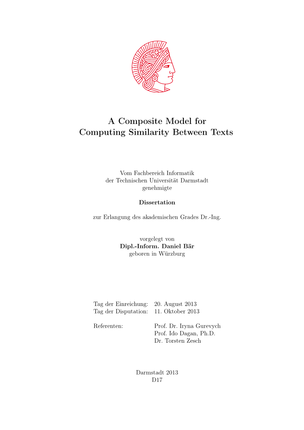 A Composite Model for Computing Similarity Between Texts