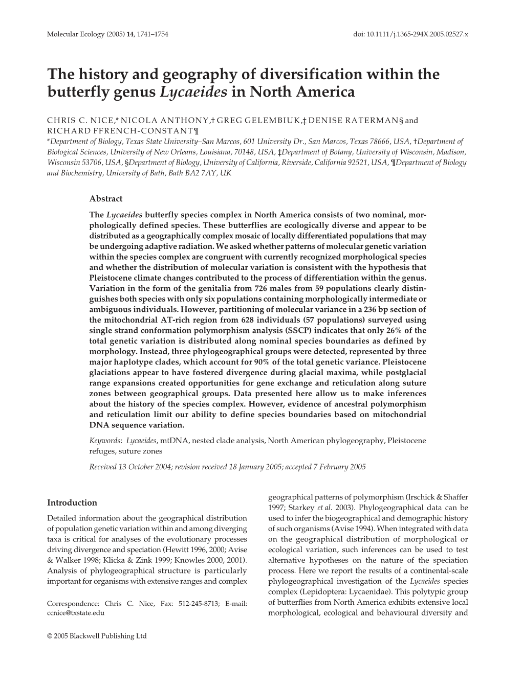 The History and Geography of Diversification Within the Butterfly