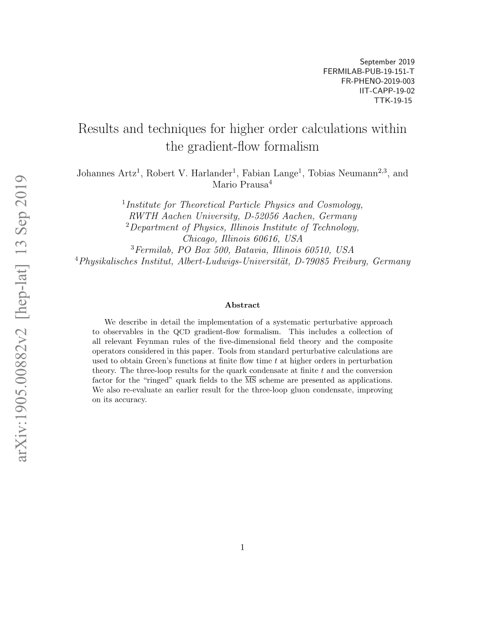 Arxiv:1905.00882V2 [Hep-Lat] 13 Sep 2019