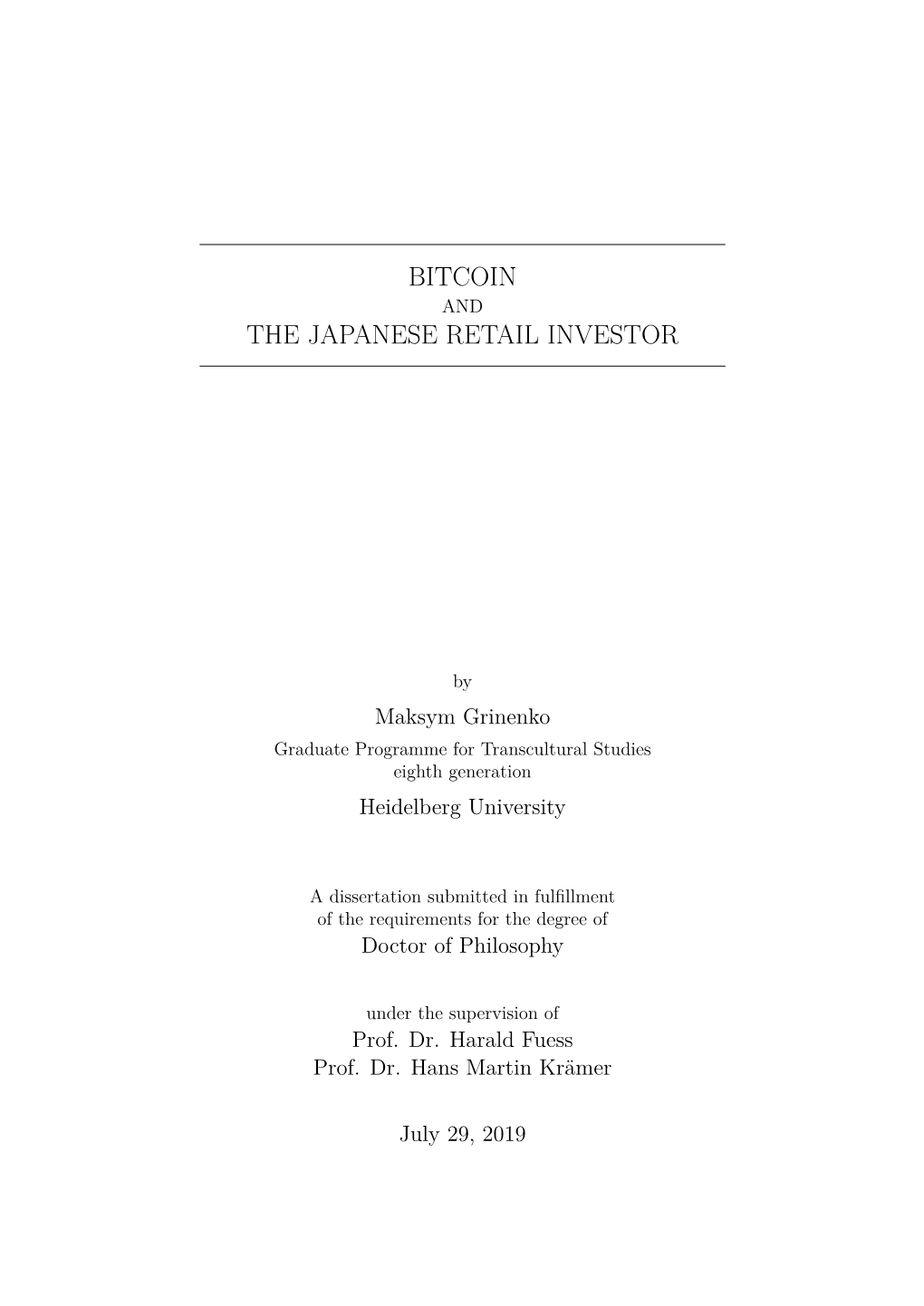 Bitcoin and the Japanese Retail Investor