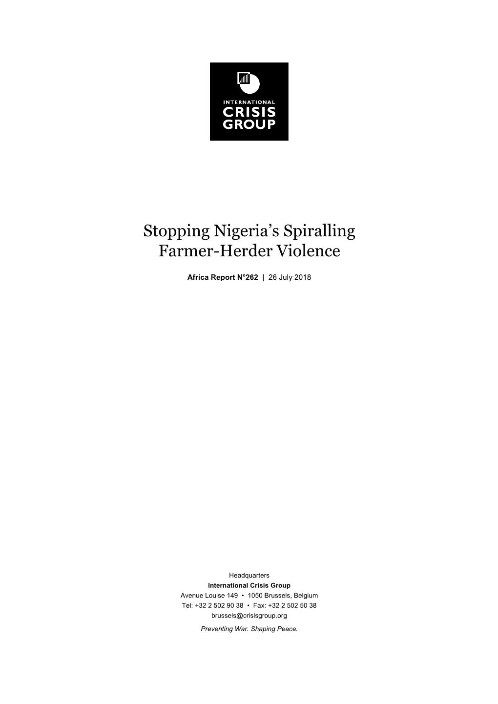 262 Stopping Nigeria's Spiralling Farmer-Herder Violence