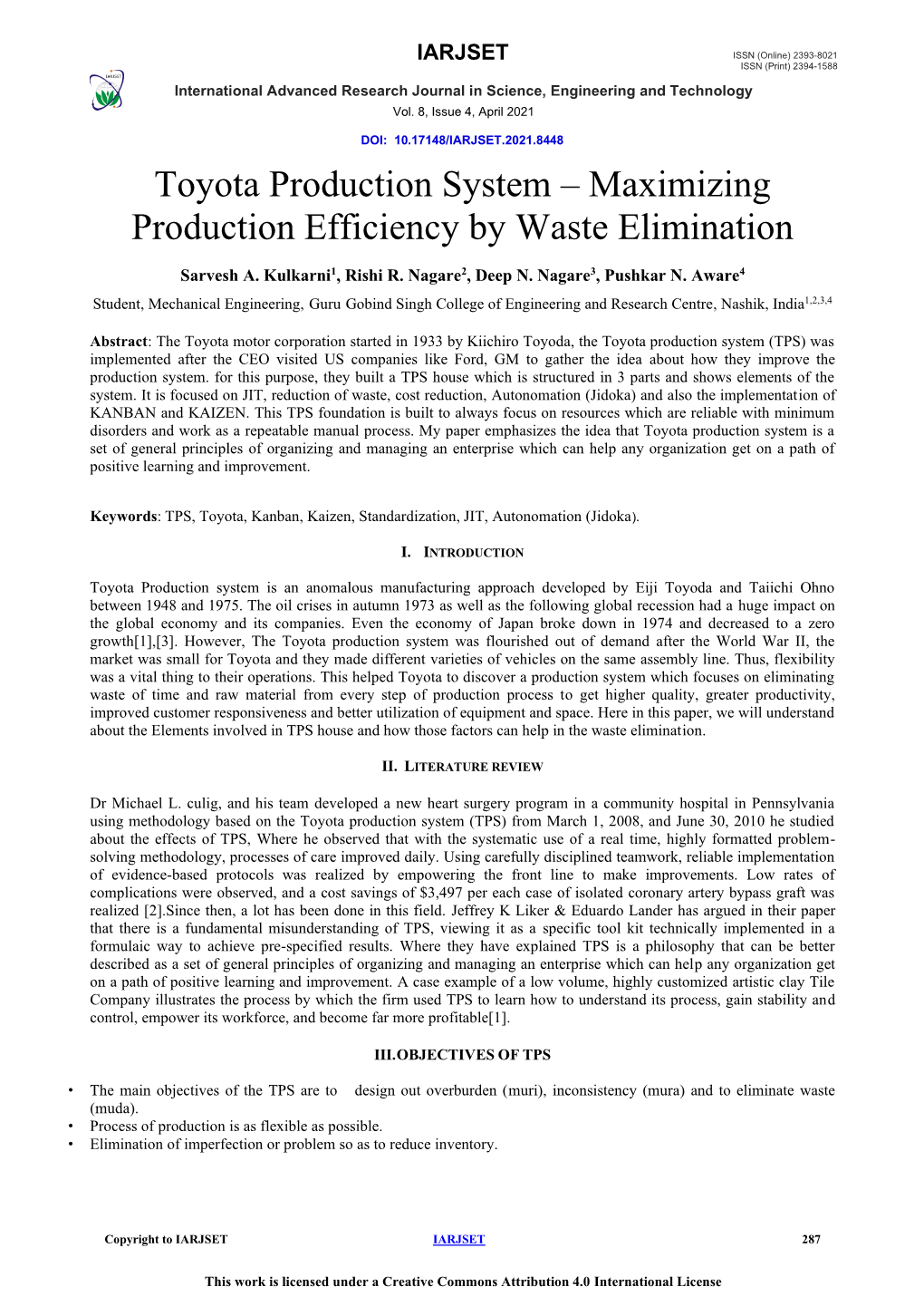 Toyota Production System – Maximizing Production Efficiency by Waste Elimination