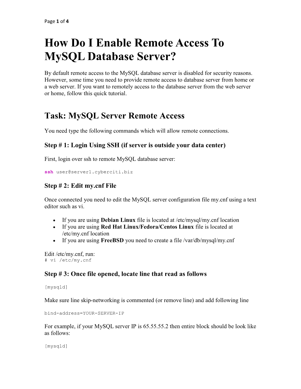 How Do I Enable Remote Access to Mysql Database Server?