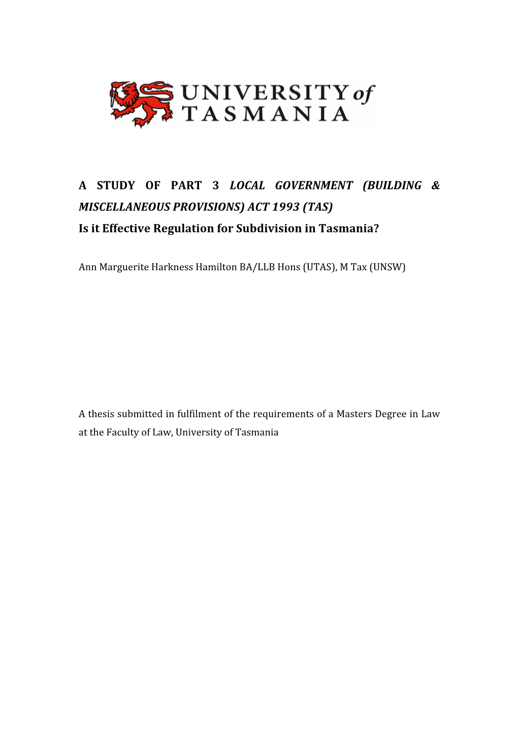 Building & Miscellaneous Provisions) Act 1993 (Tas