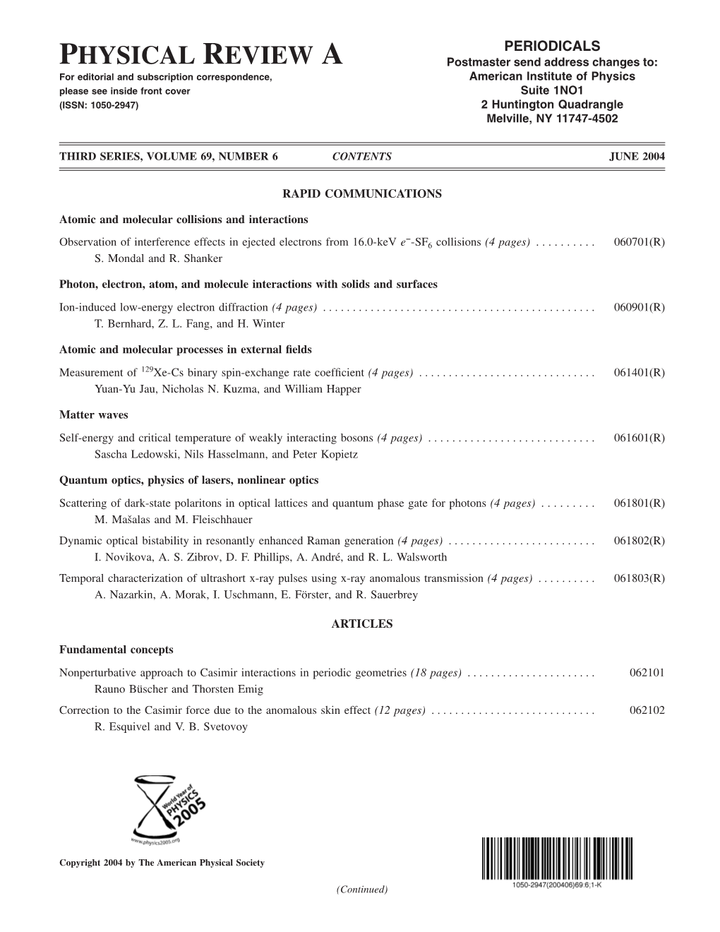 Table of Contents (Print)