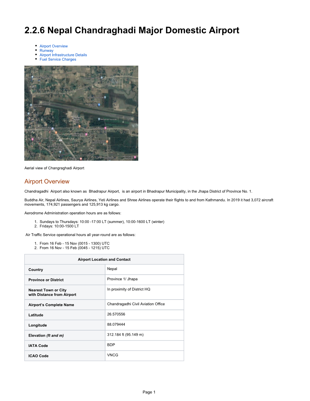 2.2.6 Nepal Chandraghadi Major Domestic Airport