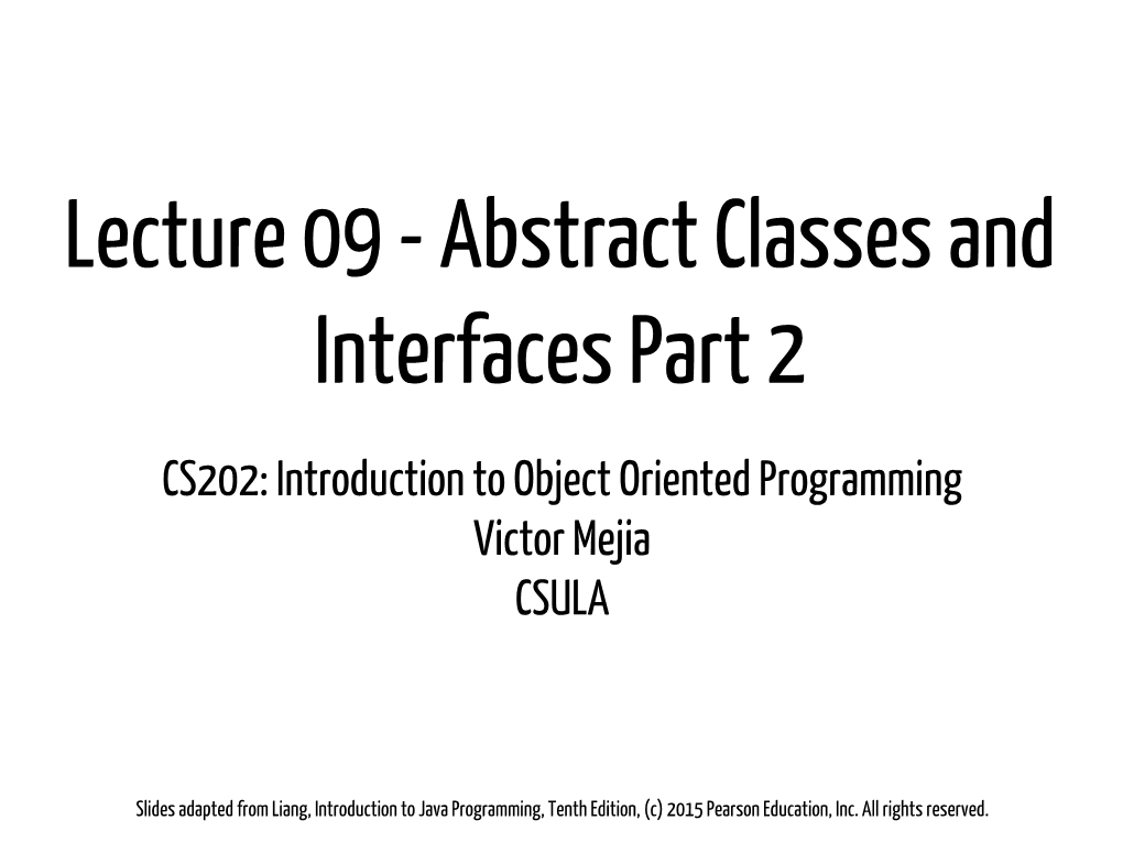 Abstract Classes and Interfaces Part 2