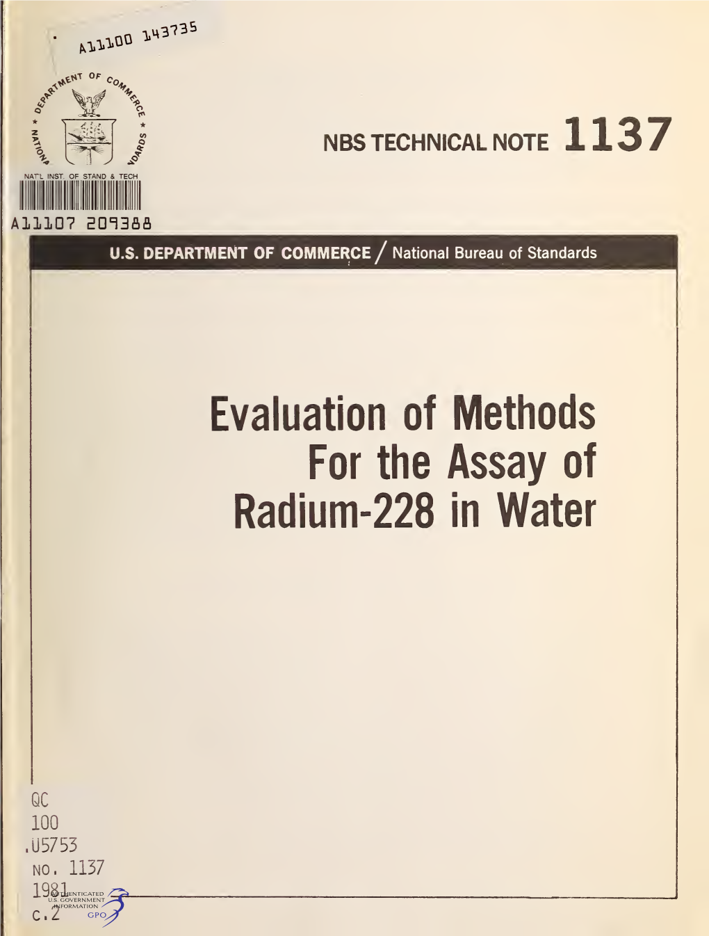 Evaluation of Methods for the Assay of Radium-228 in Water