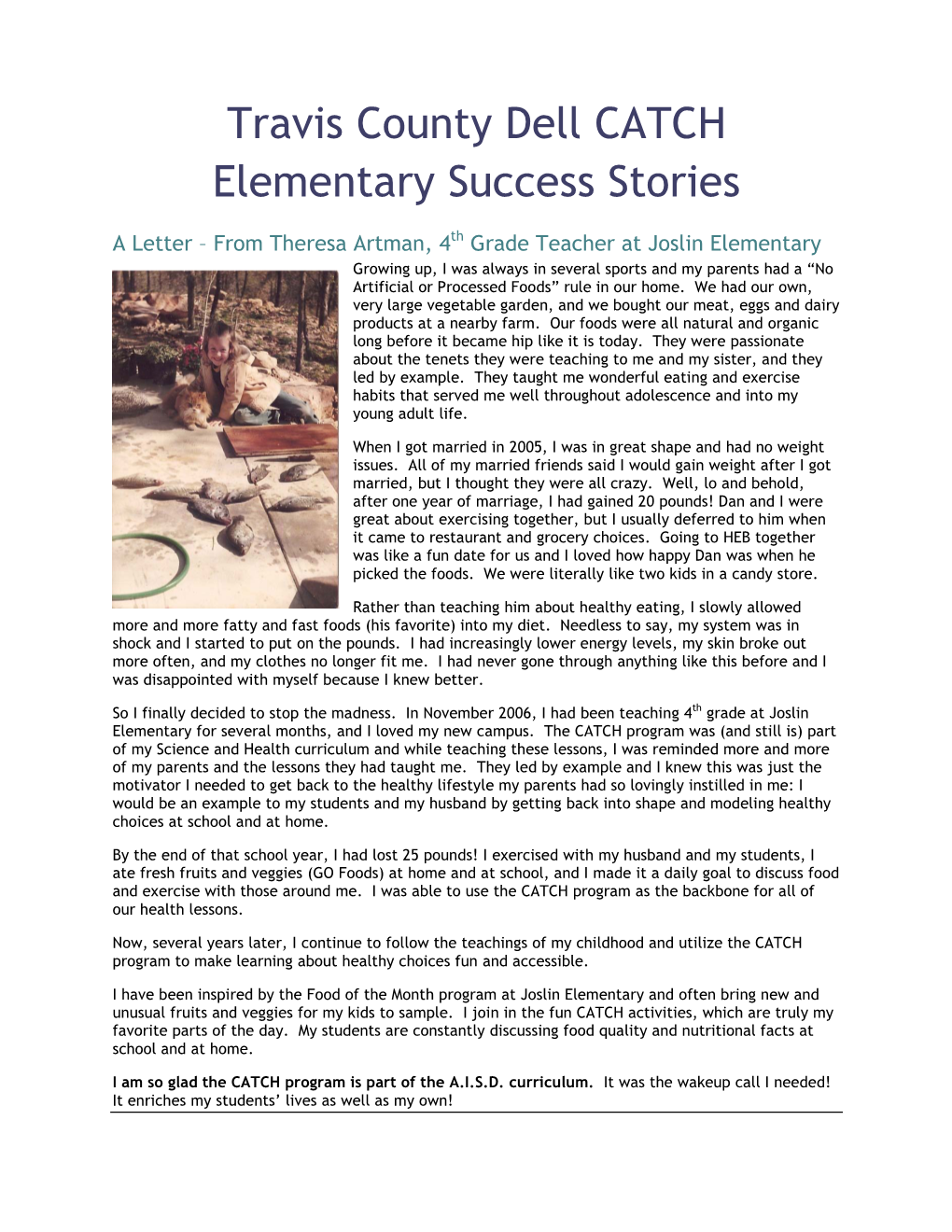 Travis County Dell CATCH Elementary Success Stories