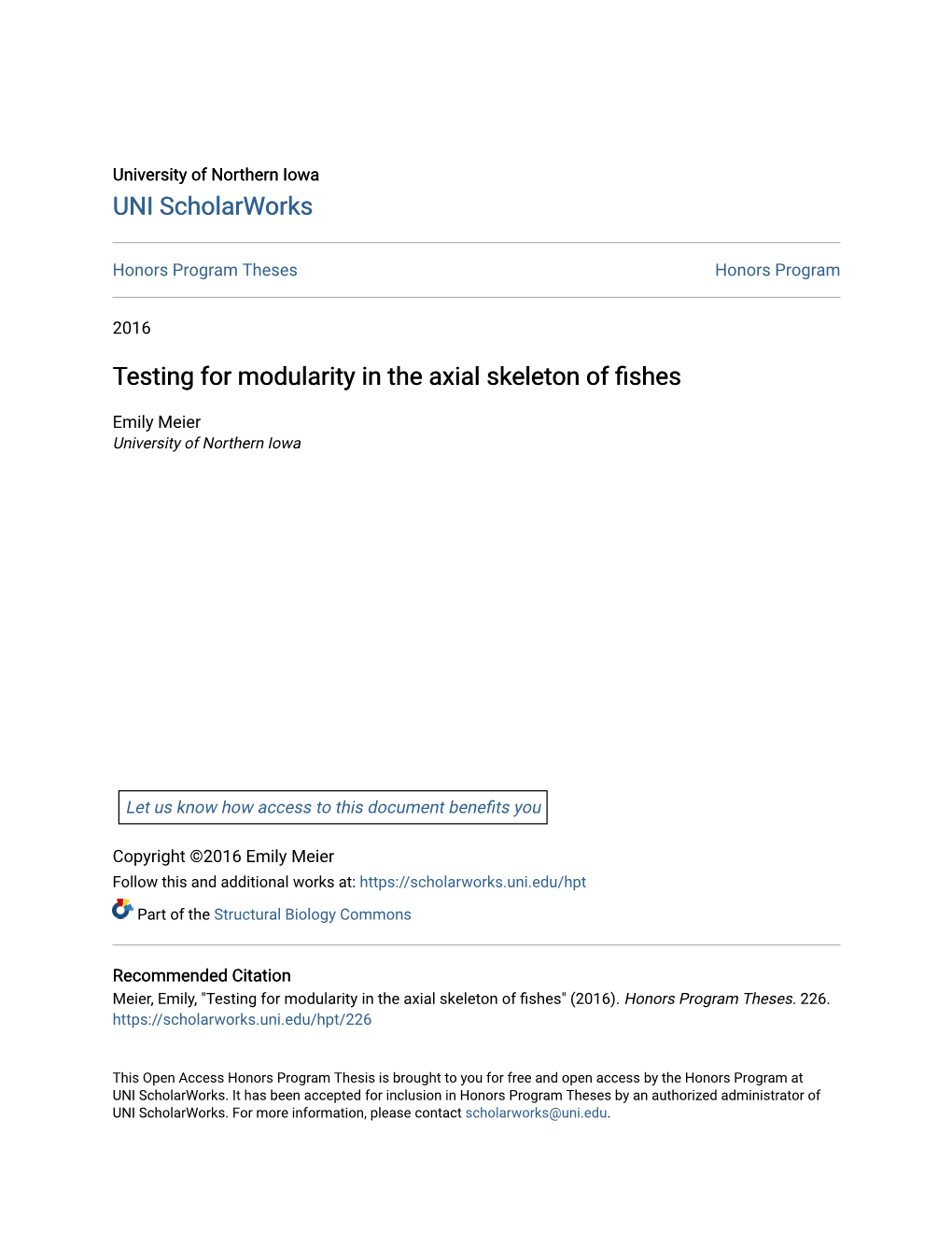 Testing for Modularity in the Axial Skeleton of Fishes