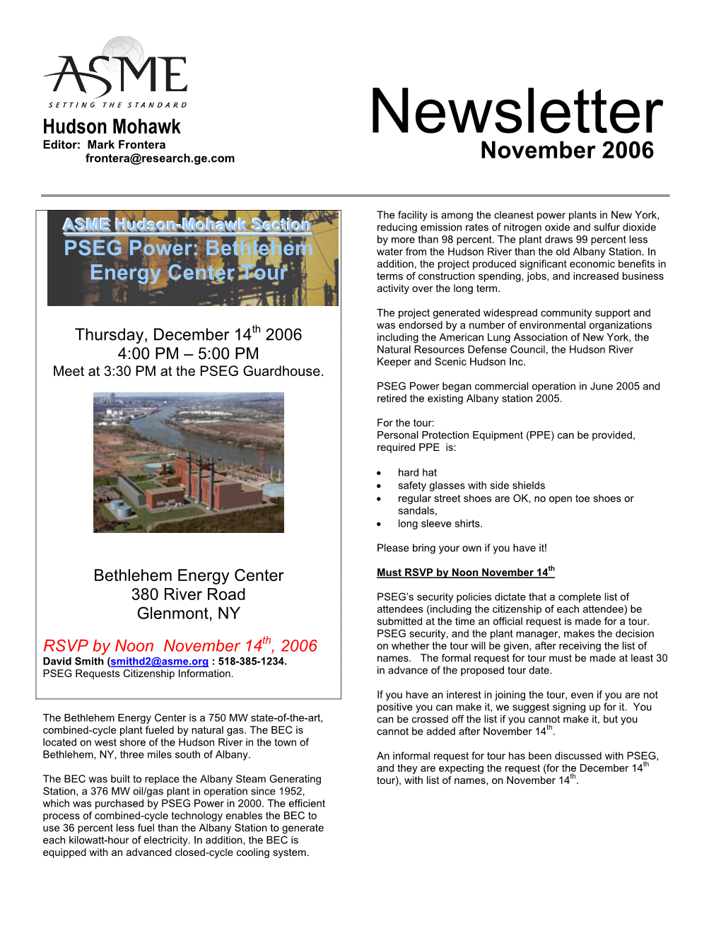 Newsletter Sedeitcort:I Omnark Frontera Fron Tera@ Research.Ge.Com Novem Ber 2006