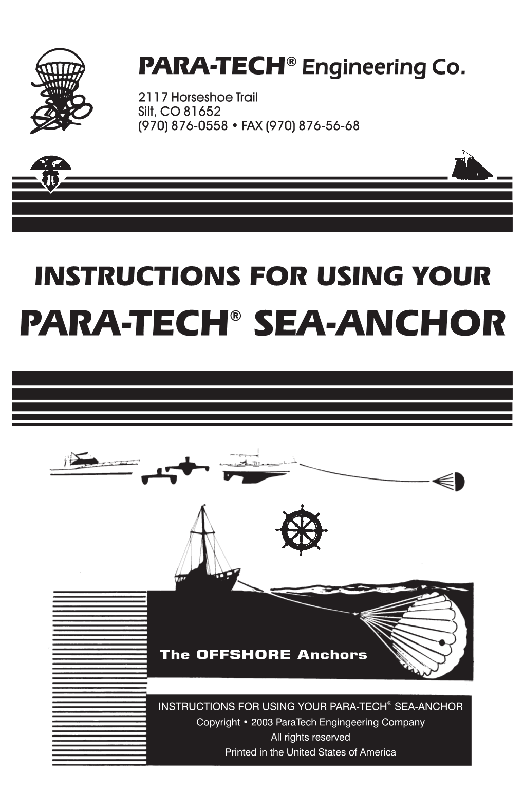 Para Tech Sea Anchor Instructions