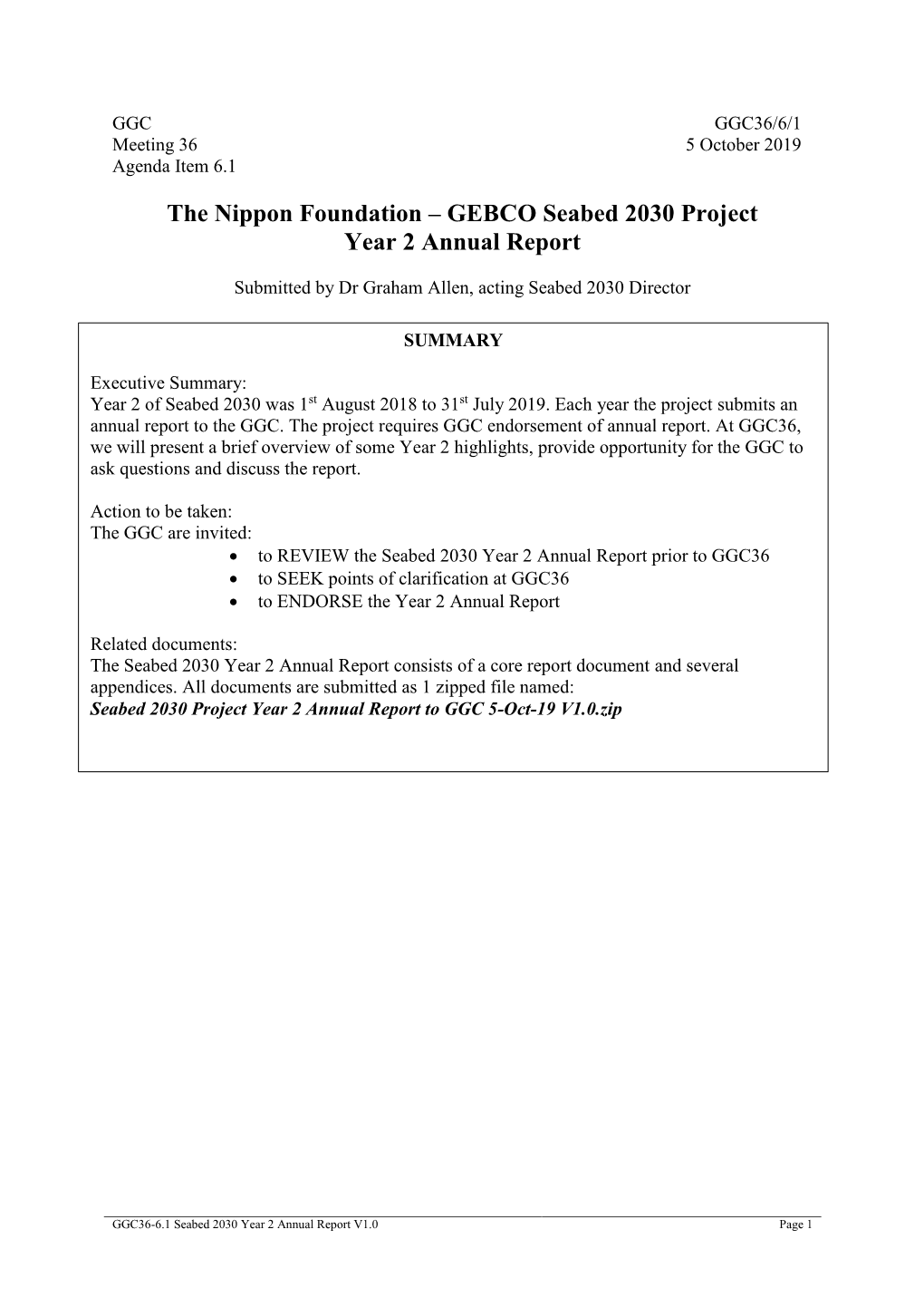 The Nippon Foundation – GEBCO Seabed 2030 Project Year 2 Annual Report