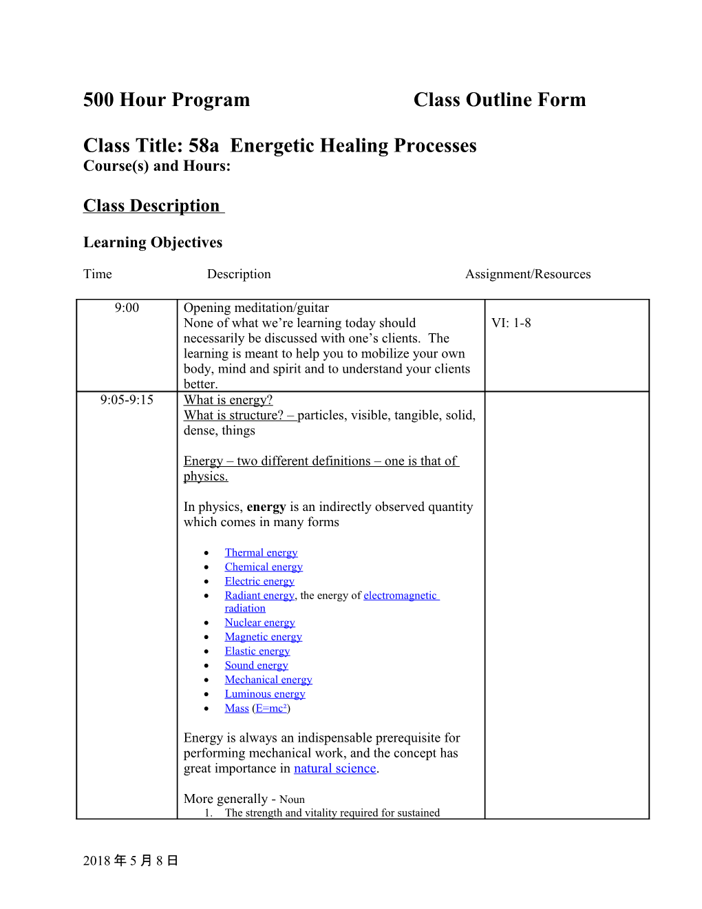 Course Outline - Rough