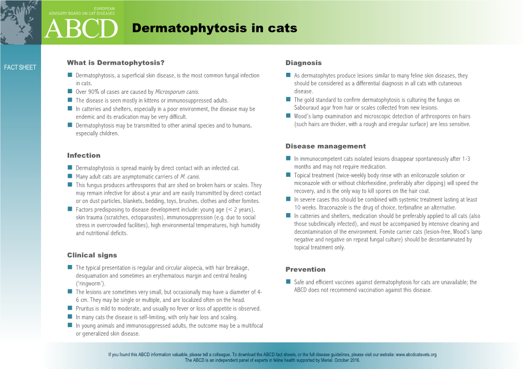 Dermatophytosis in Cats