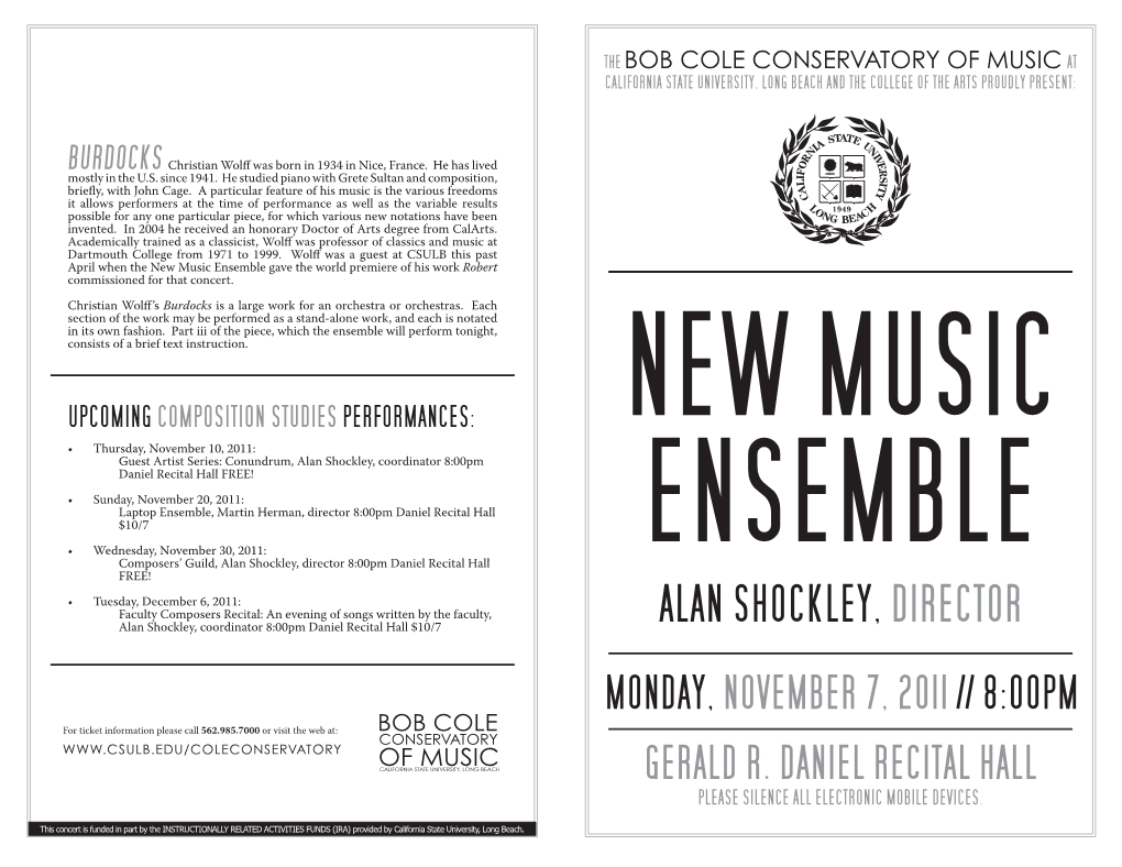 George Crumb Dedicated to Tadeusz Ochlewski, Director of Polskie Wydawnictwo Muzyczne Burdocks (1970-1)