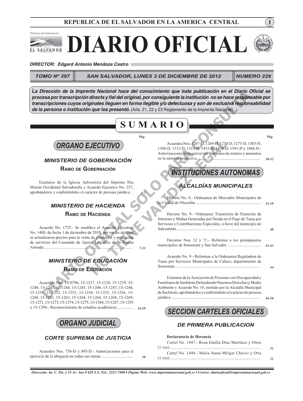 Diario Oficial SUM Ario