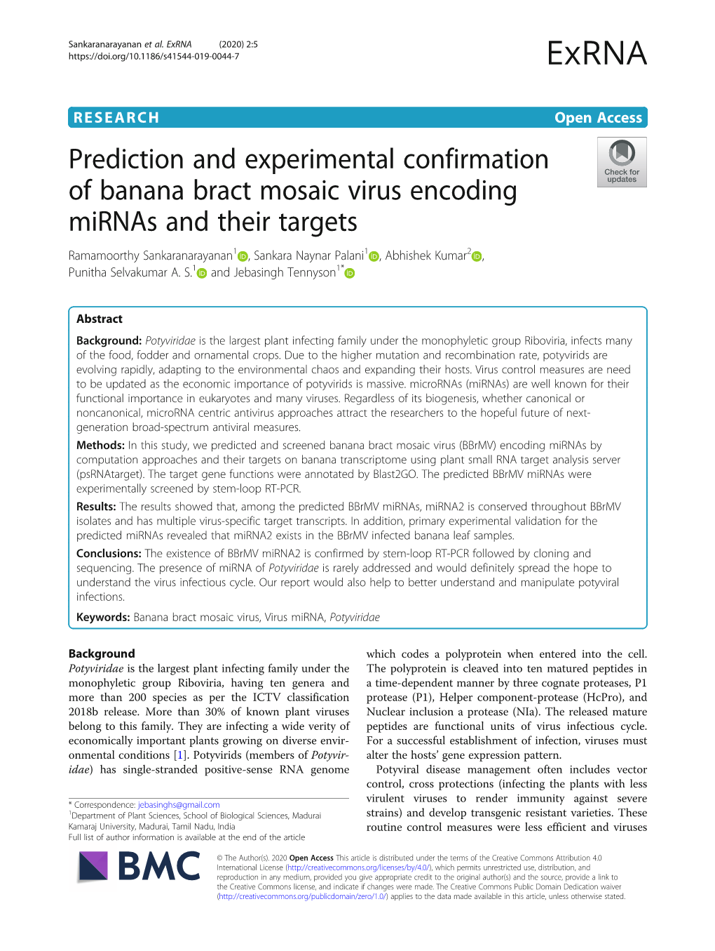 Prediction and Experimental Confirmation of Banana Bract