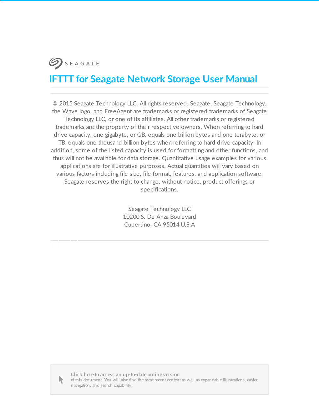 IFTTT for Seagate Network Storage User Manual