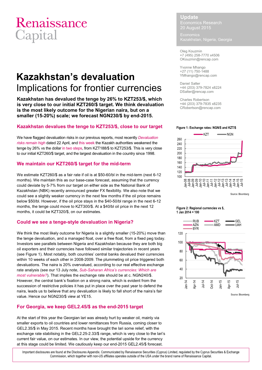 Kazakhstan's Devaluation Implications for Frontier Currencies