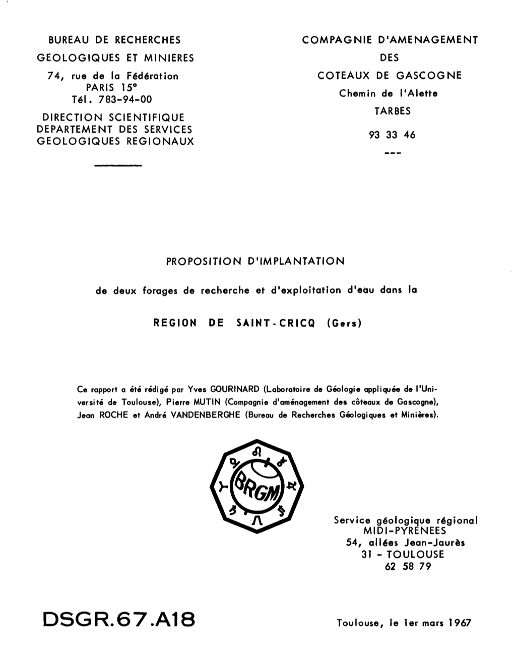 DSGR.67.A18 Toulouse, Le 1Er Mars 1967 - 2