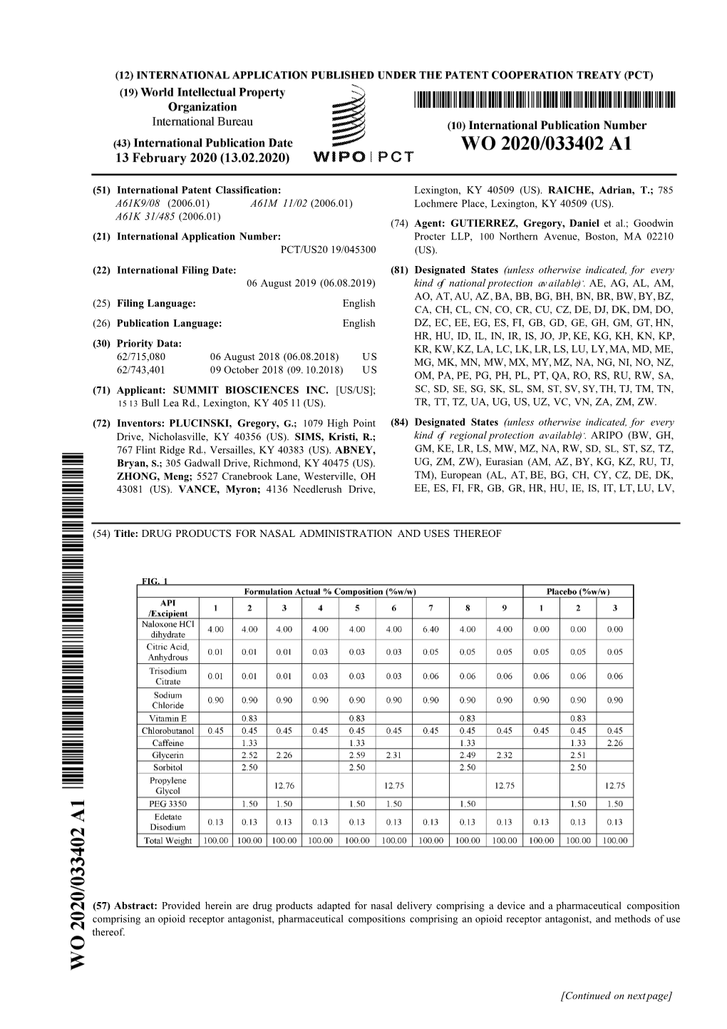 51) International Patent Classification: Lexington, KY 40509 (US