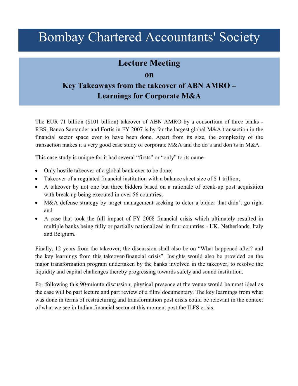 Learnings for Corporate M&A