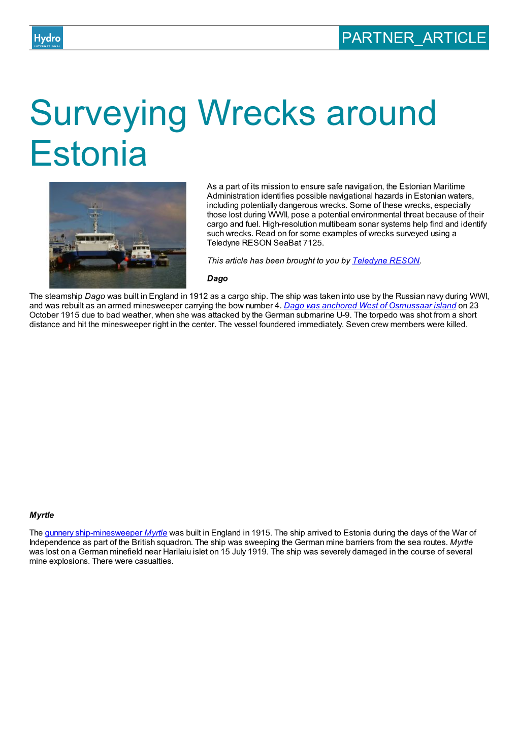 Surveying Wrecks Around Estonia