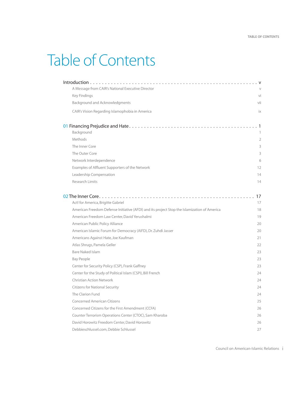 TABLE of CONTENTS Table of Contents