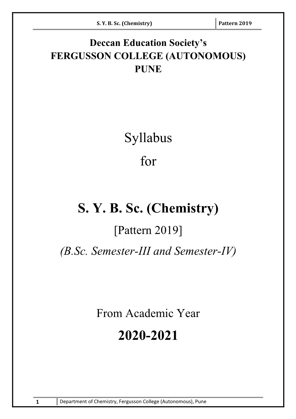 SYB Sc. (Chemistry)