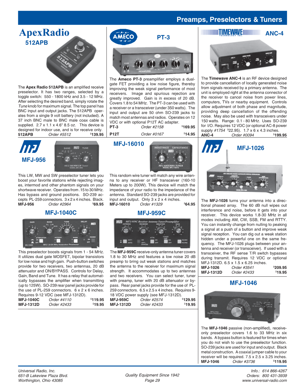 Preamps, Preselectors & Tuners