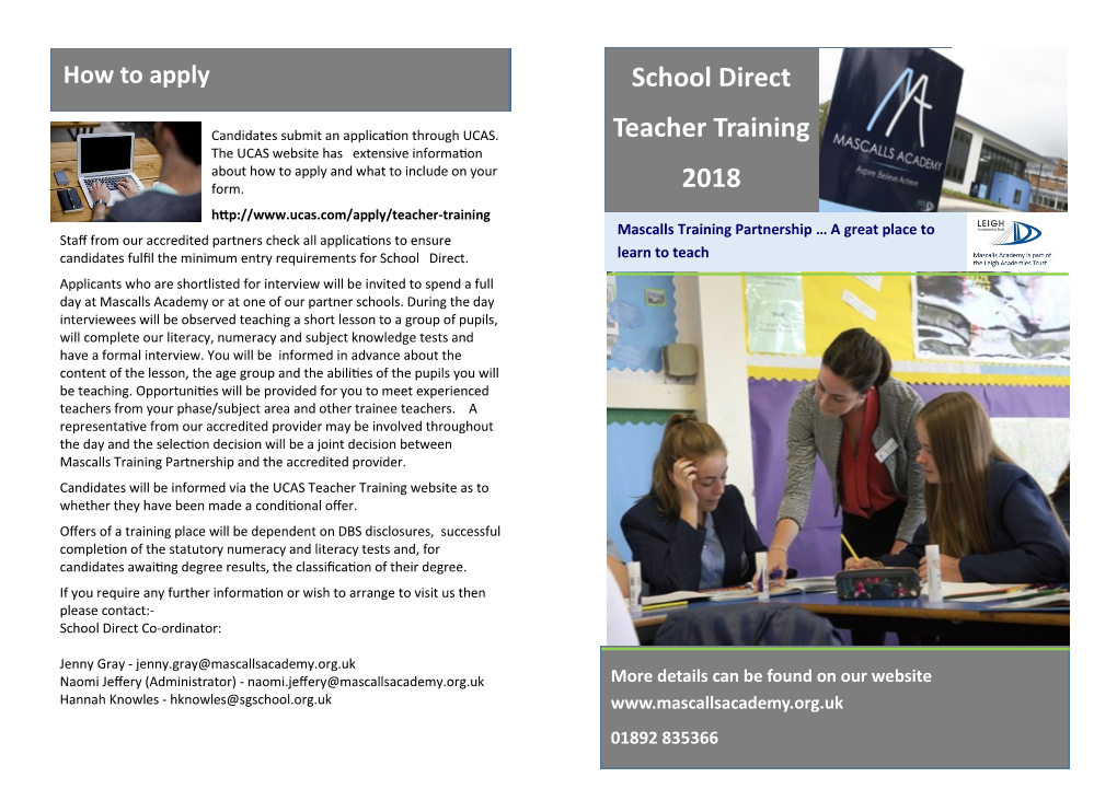 School Direct Teacher Training 2018