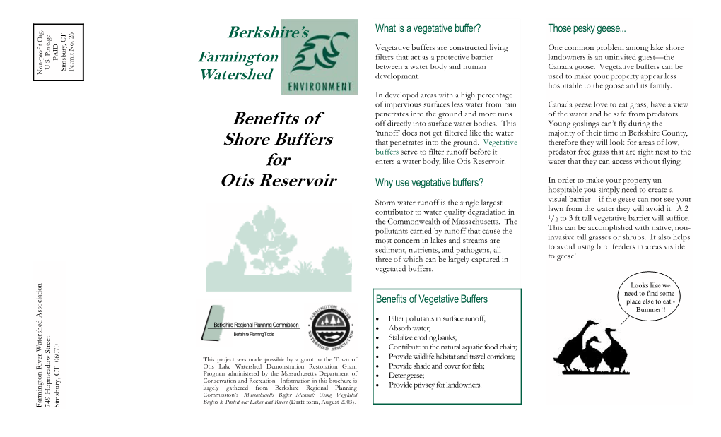 Benefits of Shore Buffers for Otis Reservoir