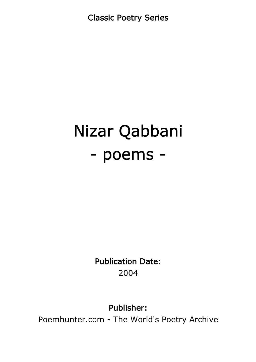 Nizar Qabbani - Poems