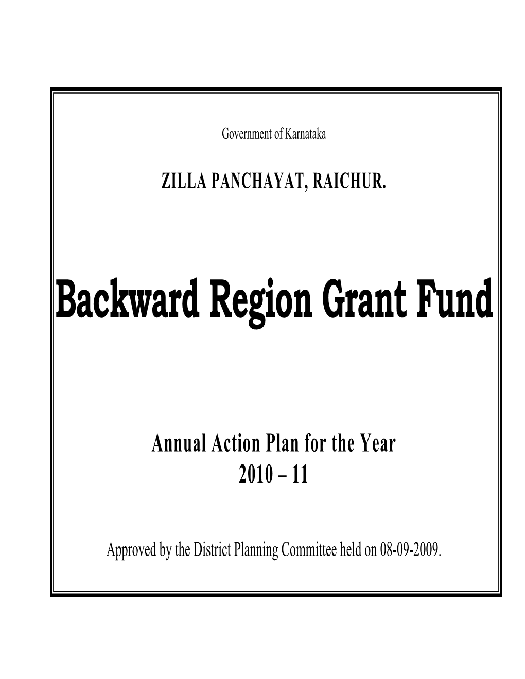 Backward Region Grant Fund