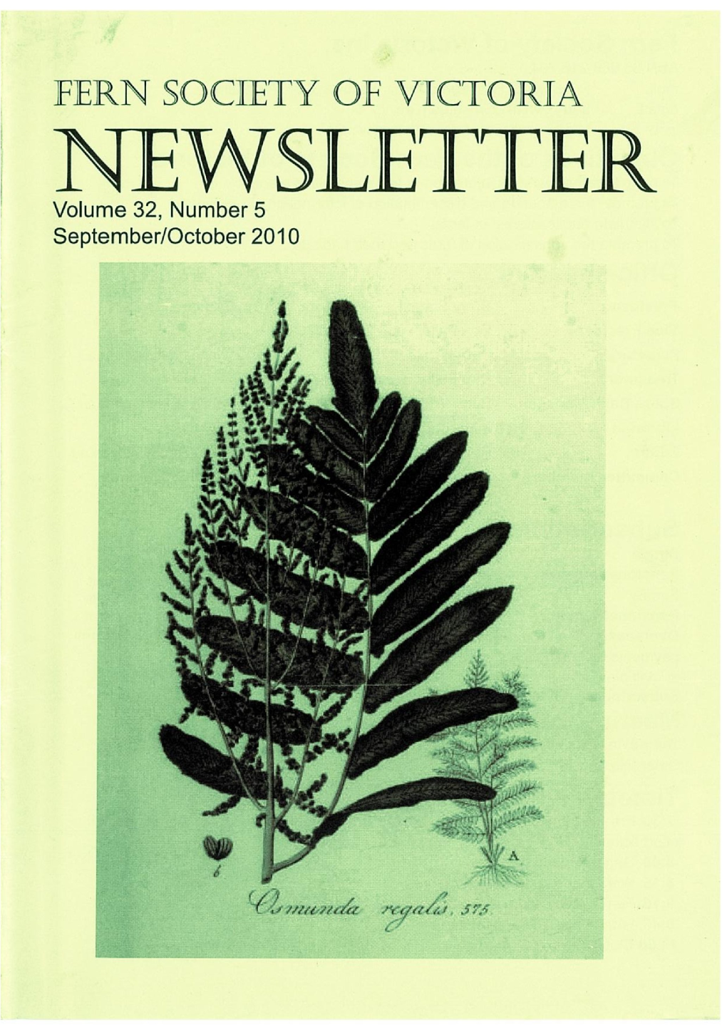 FERN SOCIETY of VICTORIA NEWSLETTER Volume 32, Number 5 September/October 2010