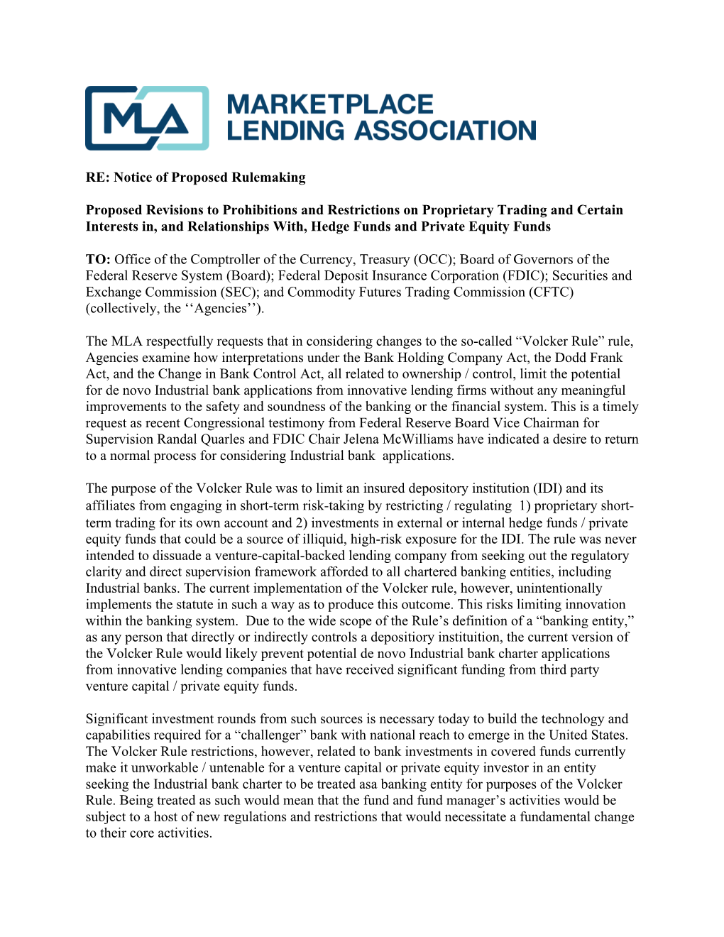 Members of the Marketplace Lending Association