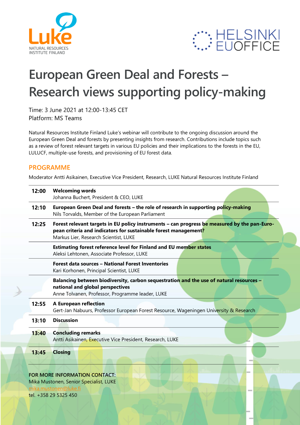 European Green Deal and Forests – Research Views Supporting Policy-Making