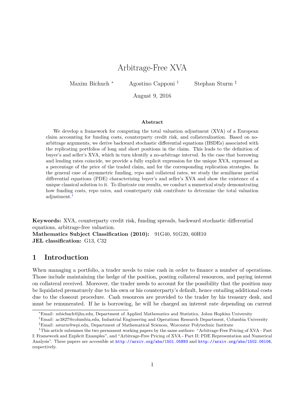 Arbitrage-Free XVA