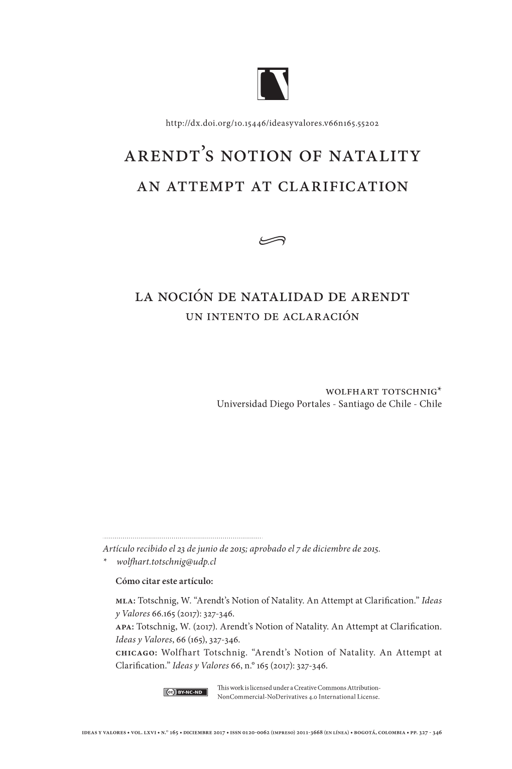 Arendt's Notion of Natality